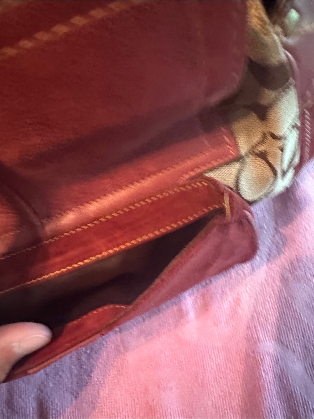 Coach Canvas Shoulder Bag with Burgundy Leather Accents - Picture 3 of 7